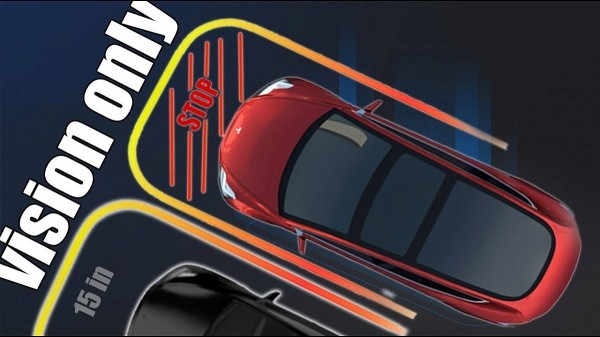 Tesla использует инновационную технологию Vision для расчета расстояния при парковке Tesla использует инновационную технологию Vision для расчета расстояния при парковке