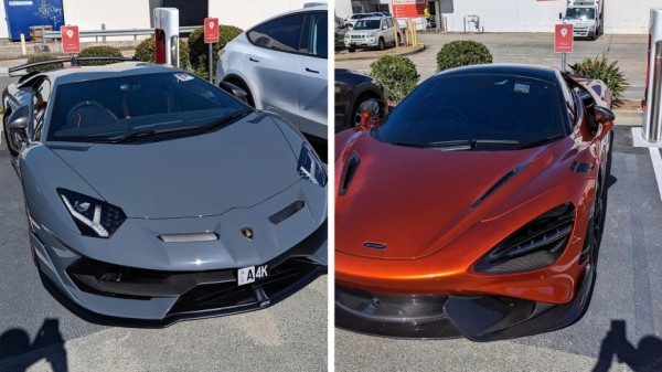 Суперкары Lamborghini и McLaren использовали парковочные места на зарядной станции Tesla 