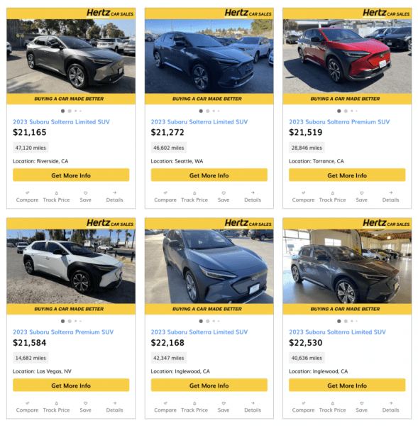 Subaru Solterra получила невероятные скидки от Hertz Subaru Solterra получила невероятные скидки от Hertz