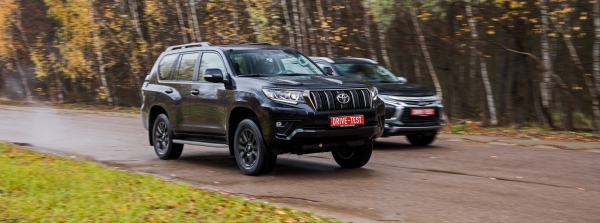 Обгоняем Pajero Sport на рамнике Toyota Land Cruiser Prado Обгоняем Pajero Sport на рамнике Toyota Land Cruiser Prado